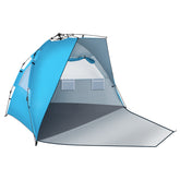 HAOYYE Quick Open Pop Up Beach Tent Blue Portable Sun Shelter with Fiberglass Poles and Durable Oxford Fabric Lightweight Easy Setup UV Resistant Shade Canopy for Outdoor Camping Picnic Travel Patio and Beach Use